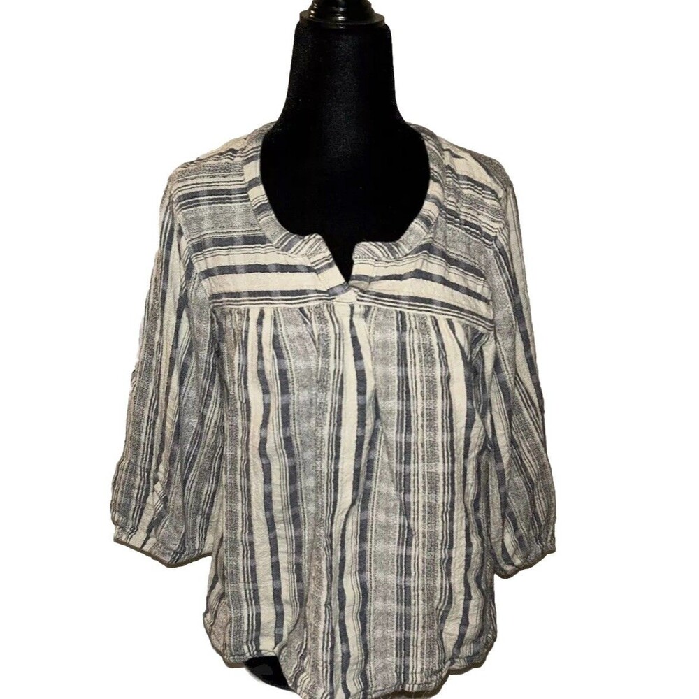 Knox Rose Women’s Medium Striped Peasant Sleeved Multicolor Blouse